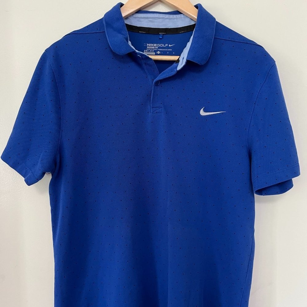 Nike Golf Dri Fit Men's Polo Shirt Size L Dotted Dark Short Sleeve